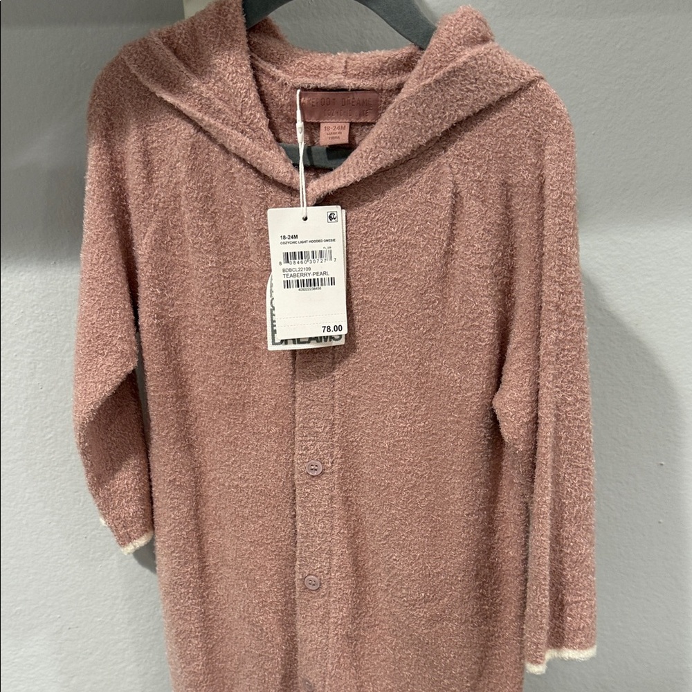 Barefoot Dreams Cozychic light hooded onesie tea berry pearl